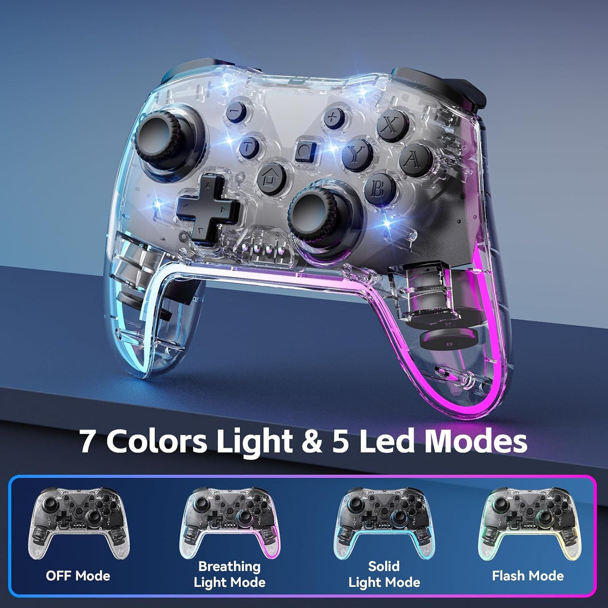 Wireless Gaming Controller Compatible with Switch, PC, iOS and Android, Ergonomic Gamepad, Responsive Buttons, Precision Joystick