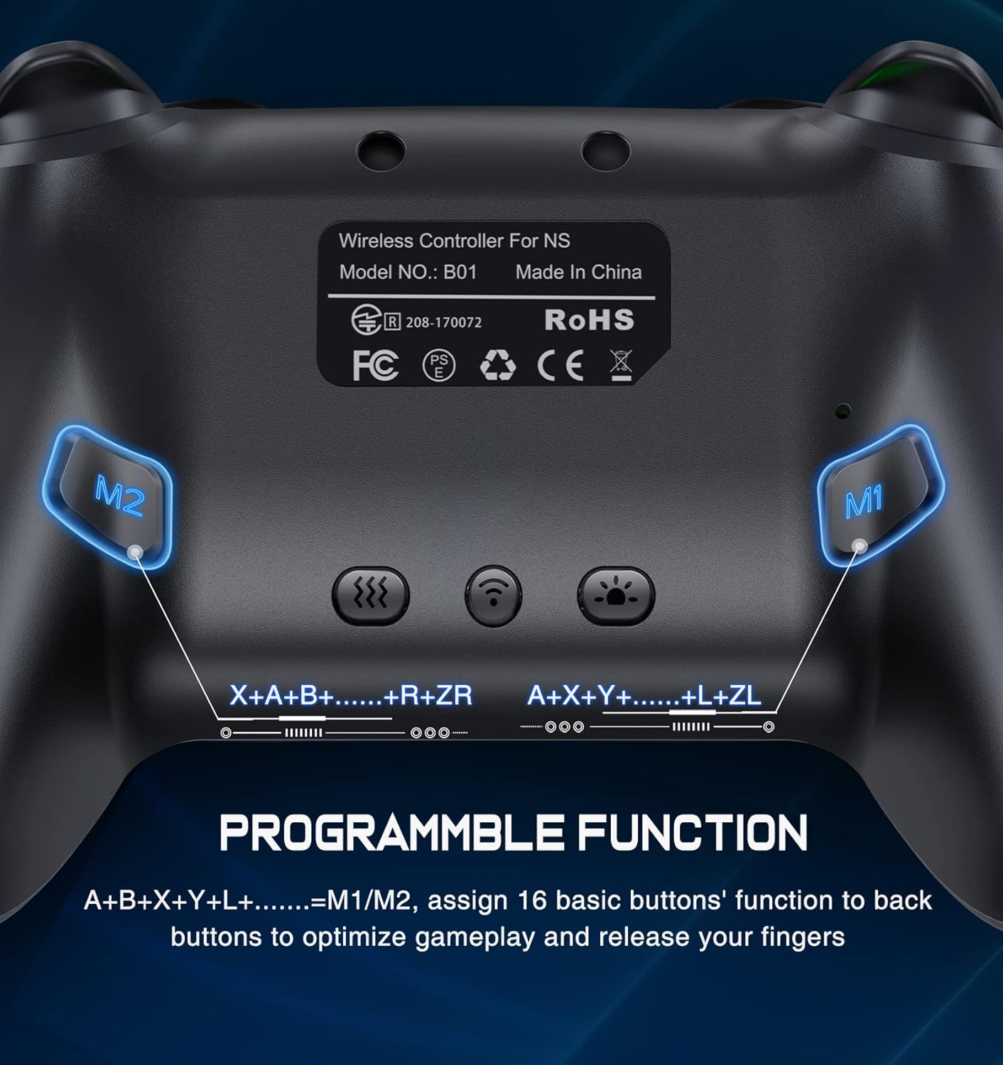 Switch Controller, Wireless Switch Controller Compatible with Switch Controller/Switch Lite/OLED, Wireless Switch Controllers Work with iOS/Android/PC with RGB Light, Programmable, TURBO & Wakeup