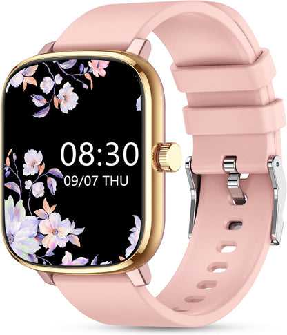 Smart Watch for Women Men, Popglory Smartwatch with Blood Pressure, Blood Oxygen, Sleep Monitor, Fitness Tracker with Heart Rate Tracking/Pedometer/Calories, Full Touch Fitness Watch for Android iOS