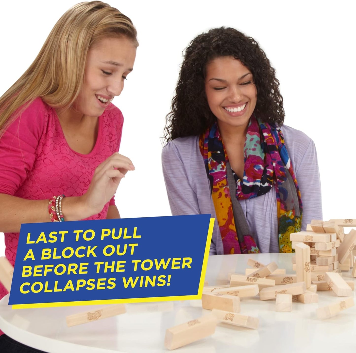 Jenga Game - Classic Strategy Games with Wooden Blocks - 1 or More Players - Board Games - Ages 6+