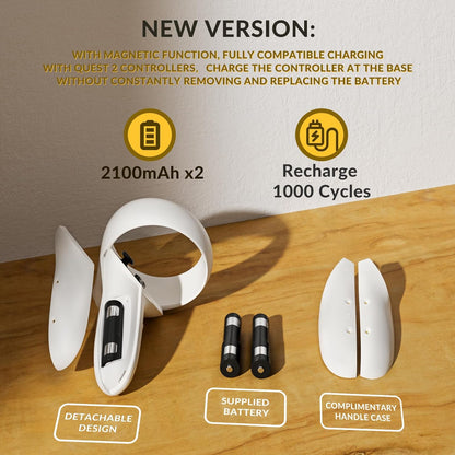 Oculus Quest 2 Charging Dock, Meta Quest 2 VR Headset and Controllers, Includes 2 x 2100mAh Rechargeable Batteries, USB-C Charger and Data Cable, Features LED Indicator Lights