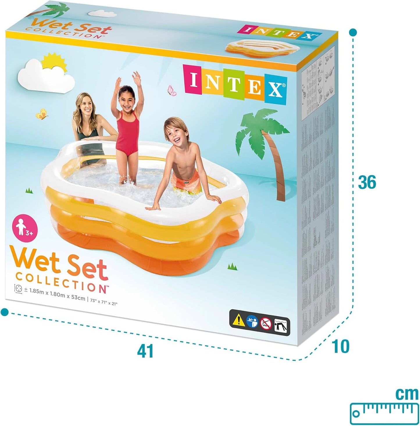 INTEX 56495NP - Summer Colors Pool, W/ Infl. Floor, Ages 3+, Size 1.85mx1.8mx53cm