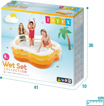 INTEX 56495NP - Summer Colors Pool, W/ Infl. Floor, Ages 3+, Size 1.85mx1.8mx53cm