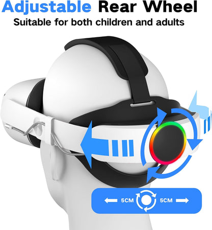RGB Head Strap with Battery for Oculus Quest 2, 10000mAh Battery Pack for Extended 8 Hrs of Playtime, Fast Charging VR Power, Adjustable Elite Strap Enhanced Support and Balance in VR