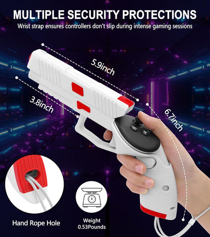 YRXVW Weighted PistoI Grip VR Stock Controller Accessories for Oculus Quest 3, Controller Grips, Enhanced FPS Games Experience Holding Feels, Anti Slip Handle Shell Cover Protector (White)