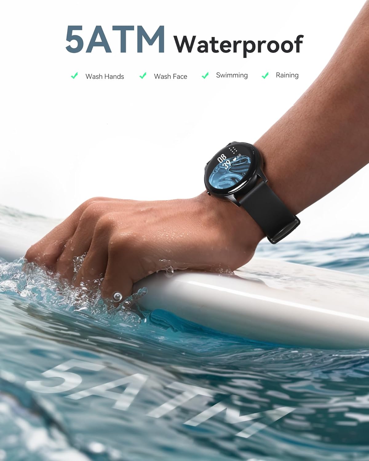 AGPTEK Smart Watch for Women, 5ATM Waterproof Smartwatch for Android and iOS Phones, Fitness Tracker Watch with 100+ Sports Modes, Heart Rate Monitor Pedometer Sleep Monitor, Pink