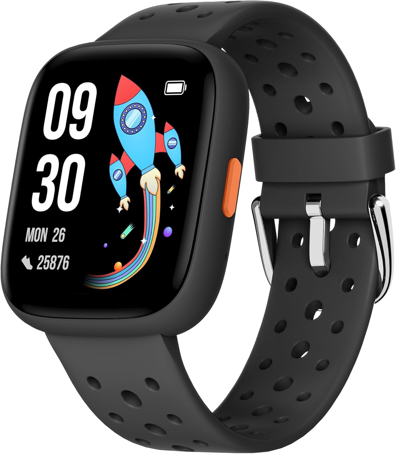 BIGGERFIVE Smart Watch for Kids No APP No Phone Needed, 1.8  Fitness Tracker Watch Pedometer, Sleep Monitor, IP68 Waterproof, Step Counter, Puzzle Games for Girls Boys Teens 5-16, Black