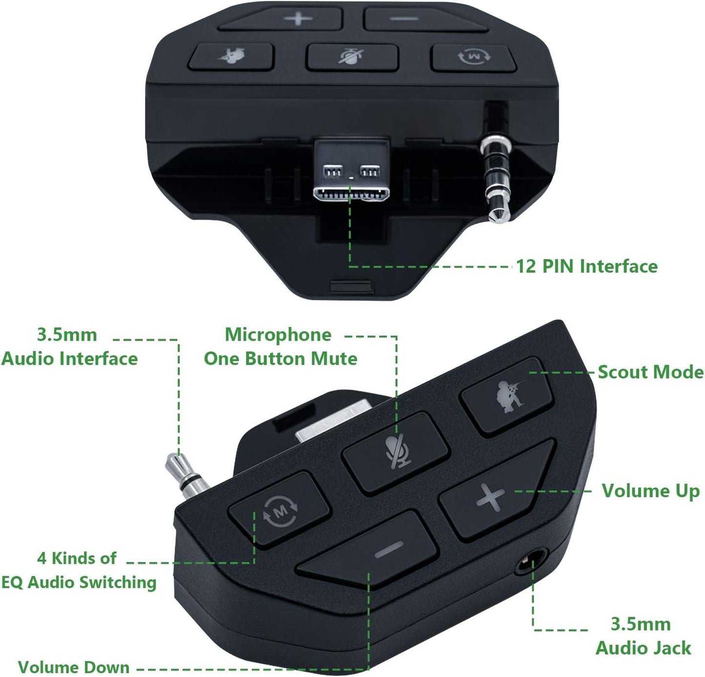 Mcbazel Headset Adapter for Xbox Series X/S Stereo Headset Audio Adapter with Volume Adjustment for Xbox One with 3.5mm Jack Controllers/Xbox Series X & Series S,Xbox ONE/ONE S Controllers - Black