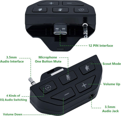Mcbazel Headset Adapter for Xbox Series X/S Stereo Headset Audio Adapter with Volume Adjustment for Xbox One with 3.5mm Jack Controllers/Xbox Series X & Series S,Xbox ONE/ONE S Controllers - Black
