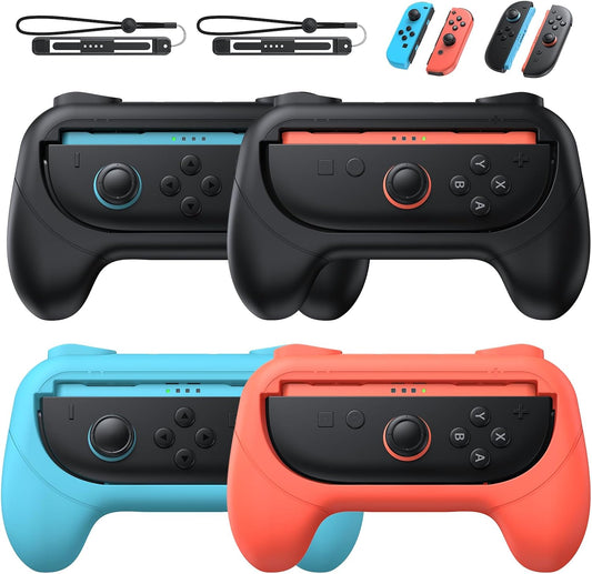 [Switch 1/2 Compatible] FASTSNAIL Grips for Nintendo Switch2 (2025)/1/OLED for Joy-Con 2, Wear-Resistant & Anti-Slip Controller Grips Handle Kit, Switch 2 Holder for Joycon 2/1 Accessories 4 Pack
