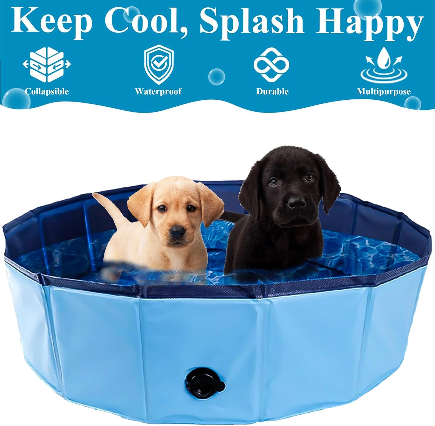 C Crystal Lemon Blue Foldable PVC Swimming Pool - Versatile Dog Pool, Kiddie Pool, Kids Pool, Baby Pool, and Toddler Pool – 31.5  x 7.87  Size Perfect for Indoor/Outdoor Use