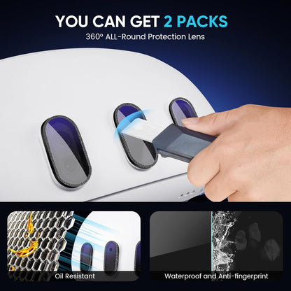 2 Pack Camera Lens Protector and 1 Build-in Lens Cover for Oculus Meta Quest 3 Accessories, 9H Hardness Tempered Glass, Anti-Scratch, High Definition, Case Friendly, Black
