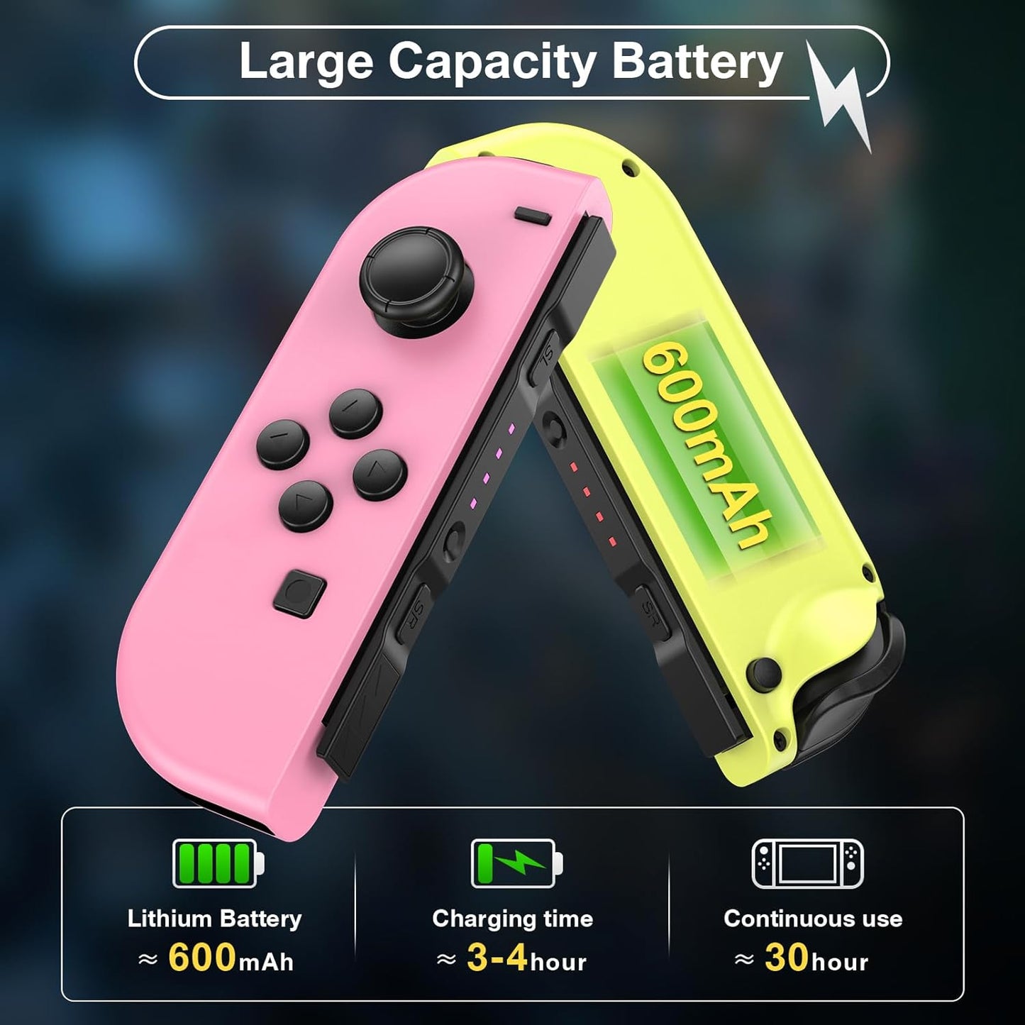 Wireless Controller Compatible with Nintendo Switch, Left & Right Game Controllers with Dual Vibration, Motion Control & Wake-Up Function