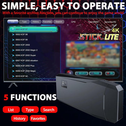 Wireless Retro handheld model Stick Built-in 20000+ Classic Games, 4K HDMI Output Nostalgia Plug & Play Retro Video Gaming Stick with 15 Emulators and Dual 2.4G Wireless Controller（64GB Memory Card）