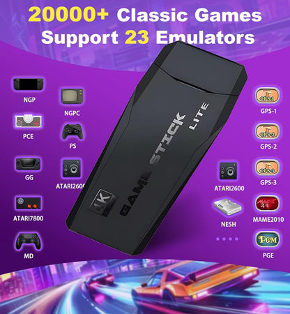Retro handheld model with 20000+ Games & 23 Emulators, 4K HDMI Game Stick, Wireless Retro handheld model Retro Drive, Dual 2.4GHz Wireless Controllers Plug and Play Video handheld model for TV