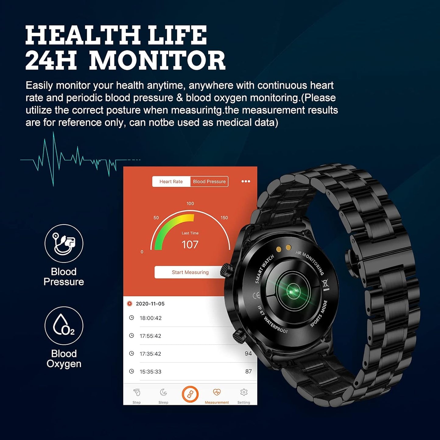 FILIEKEU Men Smart Watch for Android iOS, Bluetooth Calls Voice Chat with Heart Rate/Sleep Monitor Fitness Tracker, 1.3" Full Touch Screen IP67 Waterproof Stainless Steel Activity Tracker for Men,