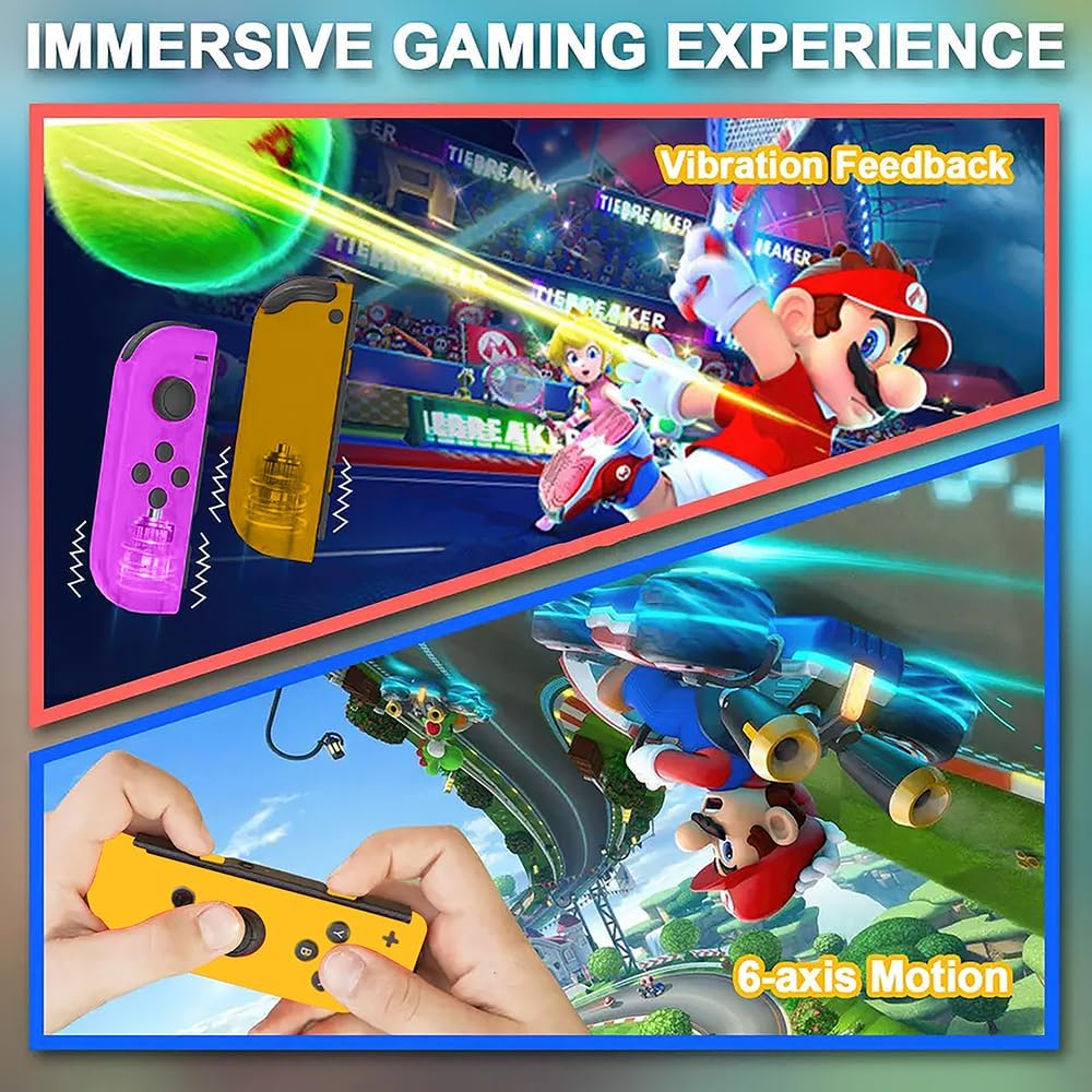 Wireless Controller Compatible with Nintendo Switch, Left & Right Game Controllers with Dual Vibration, Motion Control & Wake-Up Function