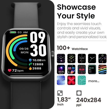 TOZO 44mm Rectangular Face Smart Watch Alexa Built-in Fitness Tracker with Heart Rate/Blood Oxygen Monitor/Sleep Monitor 5ATM Waterproof HD Touchscreen for Men Women Compatible with iPhone&Android