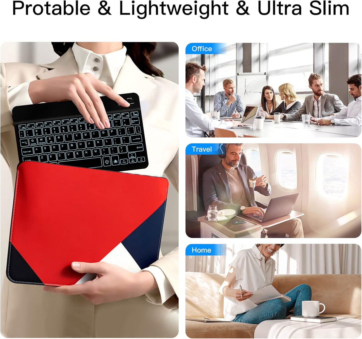 XIWMIX Ultra-Slim Wireless Bluetooth Keyboard - 7 Colors Backlit Universal Rechargeable Keyboard Compatible with iPad Pro/iPad Air/iPad 9.7/iPad 10.2/iPad mini and Other iOS Android Windows Devices