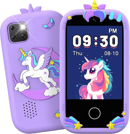 Mgaolo Kids Phone Smartphone Toy, 2.8" Touchscreen Smart Phone, Toddler Educational Learning Gift for Boys Girls Age 3-8, Games, Dual Cameras, Music Video Player, Christmas Birthday Present (Blue)