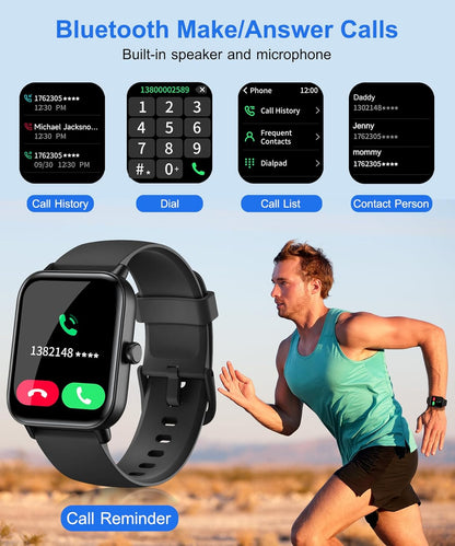 Smart Watch for Men Women with Bluetooth Call, Alexa Built-in, 1.8 Inch DIY Dial Fitness Tracker with Heart Rate Sleep Monitor 100 Sports Modes IP68 Waterproof Smartwatch for Android iOS