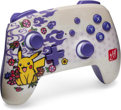 PowerA Enhanced Wireless Controller for Nintendo Switch, Switch Lite & OLED Model, Rechargeable Bluetooth Gamepad with up to 30 Hours of Play Time, Official: Pokémon Blossom