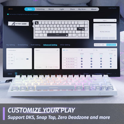 ATTACK SHARK X68 HE Rapid Trigger Mechanical Gaming Keyboard 60% Wired TKL with Adjustable Actuation,Hall Effect snap-fit Switch,8KHz Polling Rate,RGB Backlit,Top Mount for PC Mac Esport Gamer(Black)