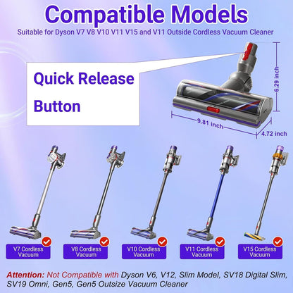 High Torque Brush Head Replacement Vacuum Attachment for Dyson V11 V15 V10 V8 V7,Vacumm Head with Anti-Tangle and Adjustable Suction Compatible with Dyson Parts NO. 970100-05 & 970100-04