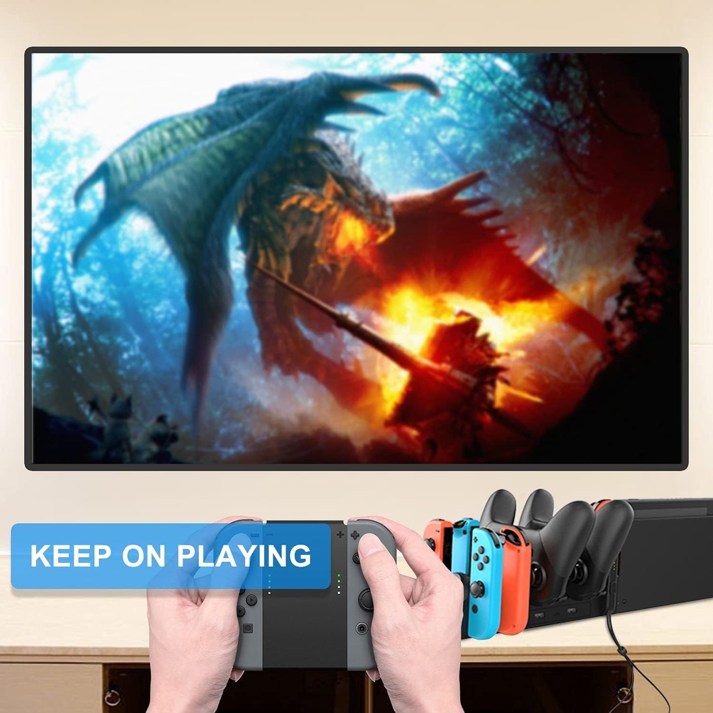 Charging Dock Compatible with Nintendo Switch Pro Controllers and Joy-Con Controllers, Multifunction Charging Stand with 2 USB 2.0 Ports, Black