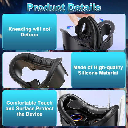 VR Face Cover Pad, Facial Interface Compatible with Meta/Oculus Quest 3 Accessories, Soft PU Face Cushion as Replacement for Quest 3, Cotton Face Cushion as Replacement for Meta Quest 3 Accessories