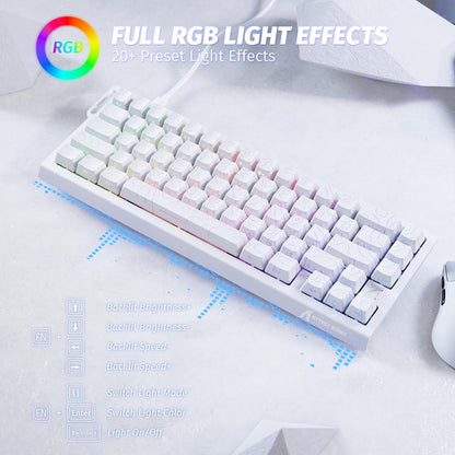 ATTACK SHARK X68 HE Rapid Trigger Mechanical Gaming Keyboard 60% Wired TKL with Adjustable Actuation,Hall Effect snap-fit Switch,8KHz Polling Rate,RGB Backlit,Top Mount for PC Mac Esport Gamer(Black)