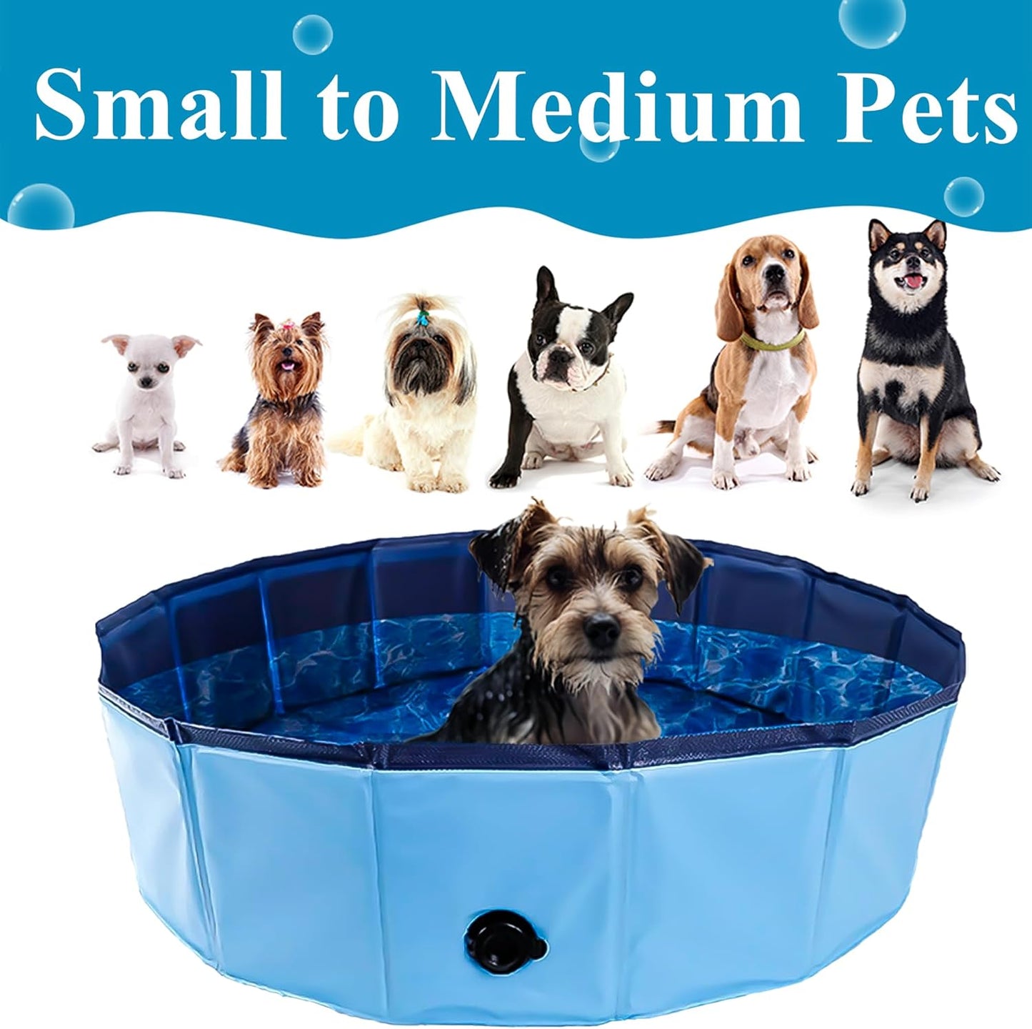 C Crystal Lemon Blue Foldable PVC Swimming Pool - Versatile Dog Pool, Kiddie Pool, Kids Pool, Baby Pool, and Toddler Pool – 31.5  x 7.87  Size Perfect for Indoor/Outdoor Use