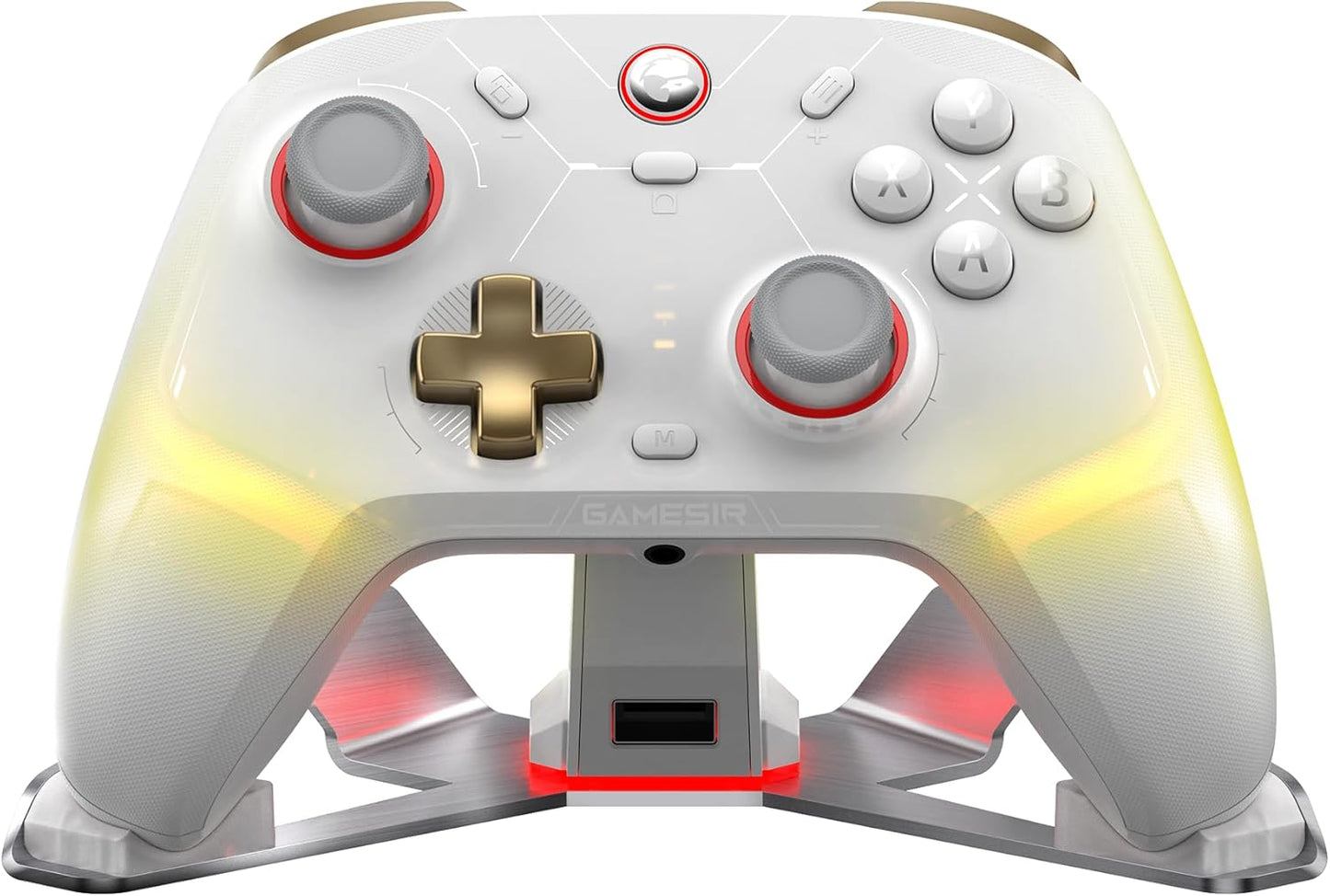 GameSir Cyclone 2 Wireless Gaming Controller for PC/Switch/iOS/Android with TMR Sticks, 1000Hz Polling Rate, RGB Lighting & Charging Dock – White