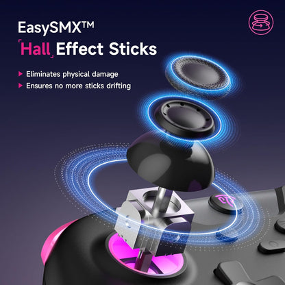 EasySMX X05 2.4g Wireless Gaming Controller for PC/Steam/iPhone/Android/Switch - Bluetooth Controller Gamepad with Hall Effect, RGB Lights and Turbo, Anti-Drift Controller