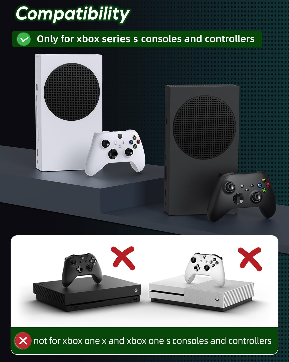 Cooling Stand & Charging Station for Xbox Series S with RGB Light Strip,Dual Controller Charger & Cooler Fan for XSS Console Accessories with 2*1400mAH Rechargeable Battery Pack,1*Headphone Hook,White