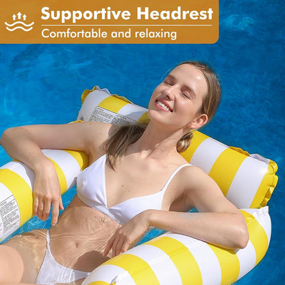 Inflatable Pool Float Chair Lounge for Adults and Kids Floating,Stripe Pattern Float Hammock for Pool Party Summer Water Fun
