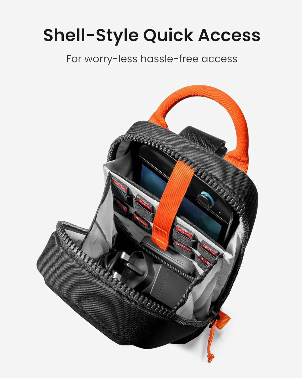tomtoc Sling Crossbody Bag for Nintendo Switch 2, Protective Portable Travel Chest Carrying Gaming Pouch with 8 Game Cartridges Slots, Fit Charger and Accessories