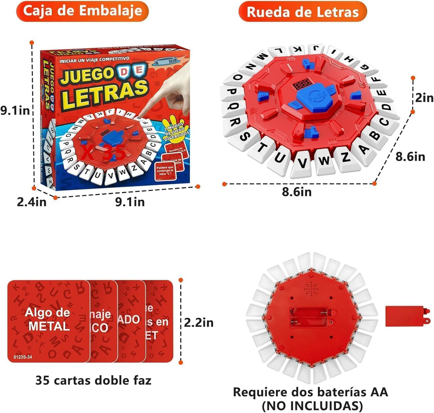 Tapple Board Game with Digital Display, Educational Family Word Game with 35 Double-Sided Cards & Timer, 2 Play Modes for early-stage & Adults, Spanish Learning Game for Parties & Family Nights