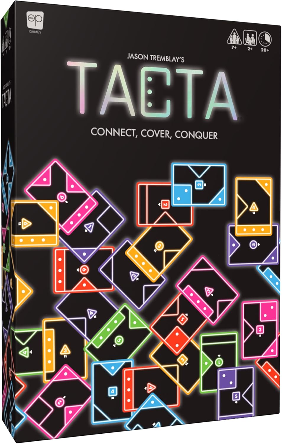 USAOPOLY TACTA Card Game, Fast-Paced Strategic Shape Matching Party Game for All Ages, Connect, Cover & Conquer to Win, Unique Gameplay with Deluxe Foil Cards, 2+ Players, Ages 7+