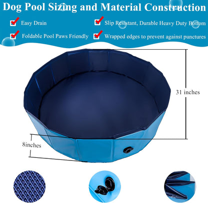 C Crystal Lemon Blue Foldable PVC Swimming Pool - Versatile Dog Pool, Kiddie Pool, Kids Pool, Baby Pool, and Toddler Pool – 31.5  x 7.87  Size Perfect for Indoor/Outdoor Use