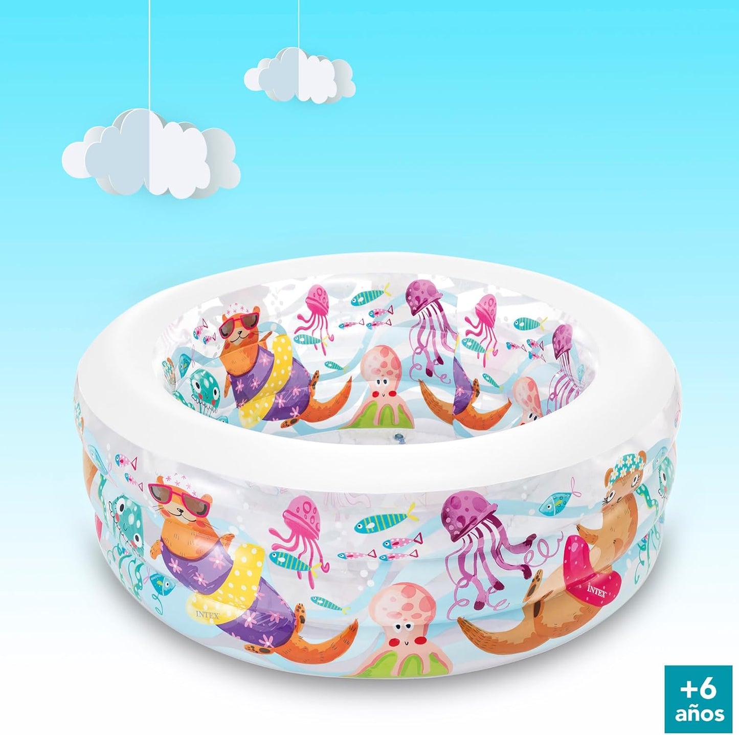 INTEX 58480NP - Fishy Fun Pool, W/ Infl. Floor, Ages 6+, Size 1.52mx56cm