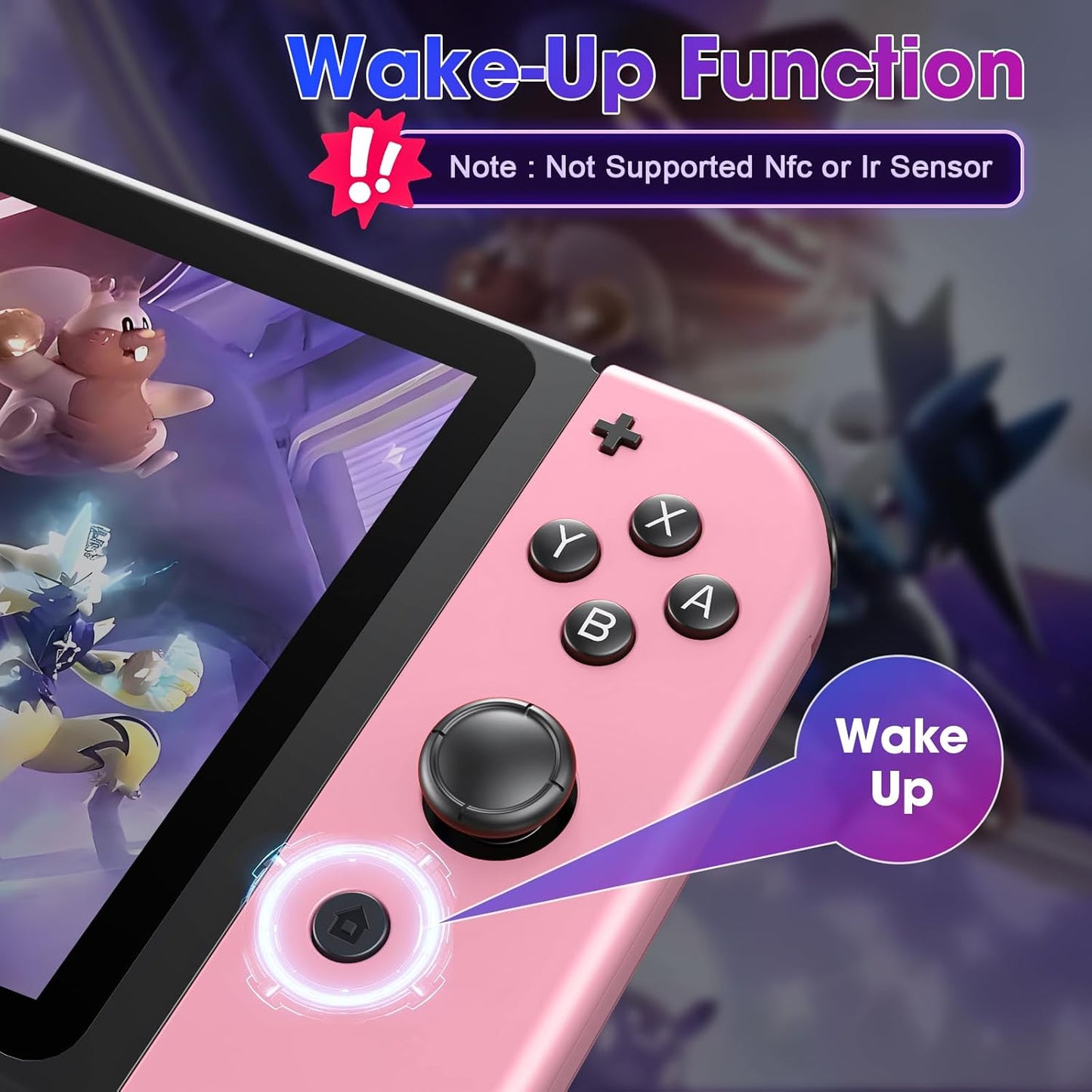 Wireless Controller Compatible with Nintendo Switch, Left & Right Game Controllers with Dual Vibration, Motion Control & Wake-Up Function