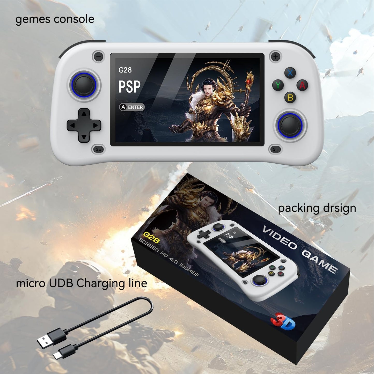 2025 New Retro handheld model,Portable Handheld Video handheld model ，4.3 inch IPS Screen with 64GB Card 15000 Games,20+ emulators& Linux System (White, 64)