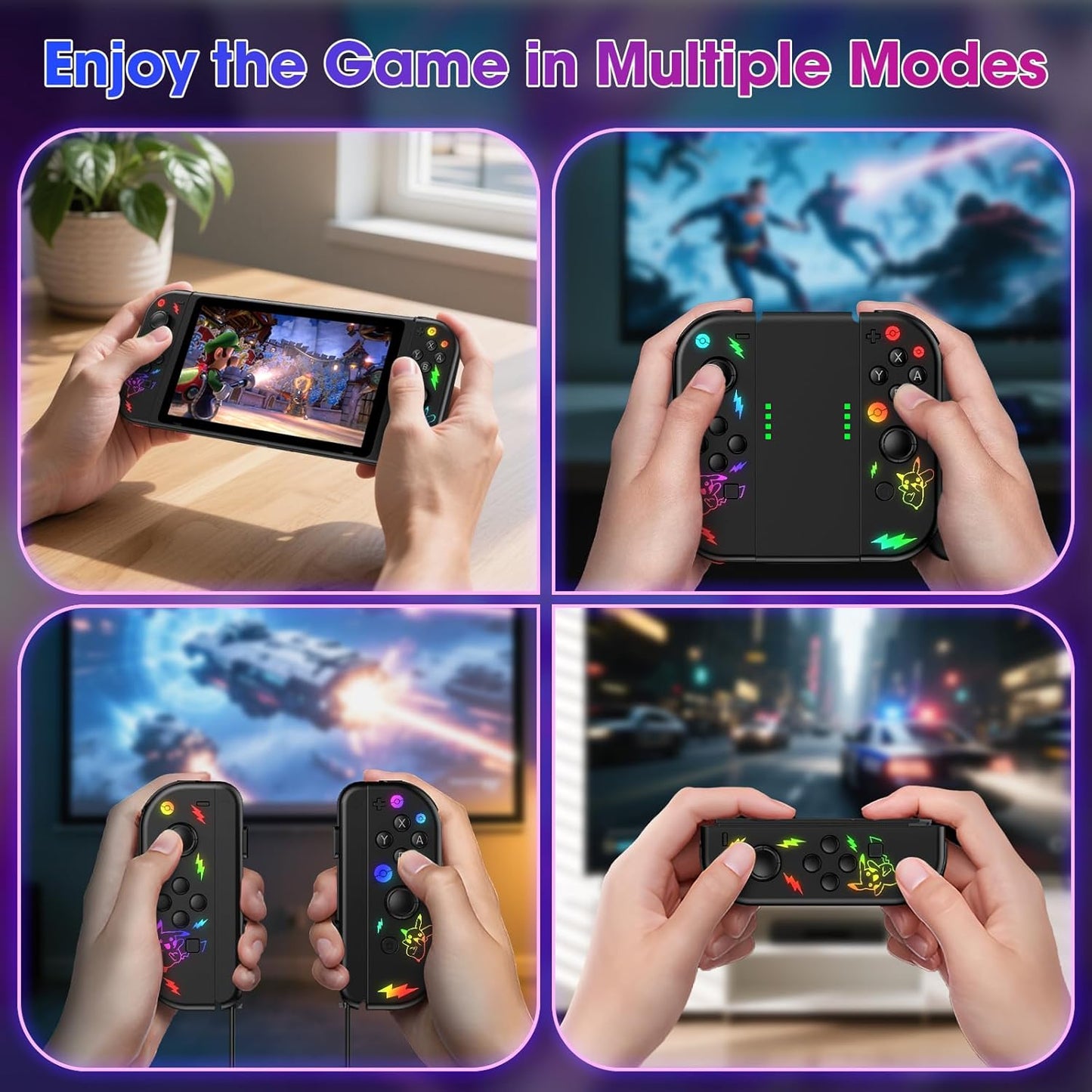 FFSTARYM Compatible with Nintendo Switch Controller, Switch Controllers for Switch/Lite/OLED, with/Dual Vibration/Motion/Wake-up/Screenshot, Black Gradient Glow