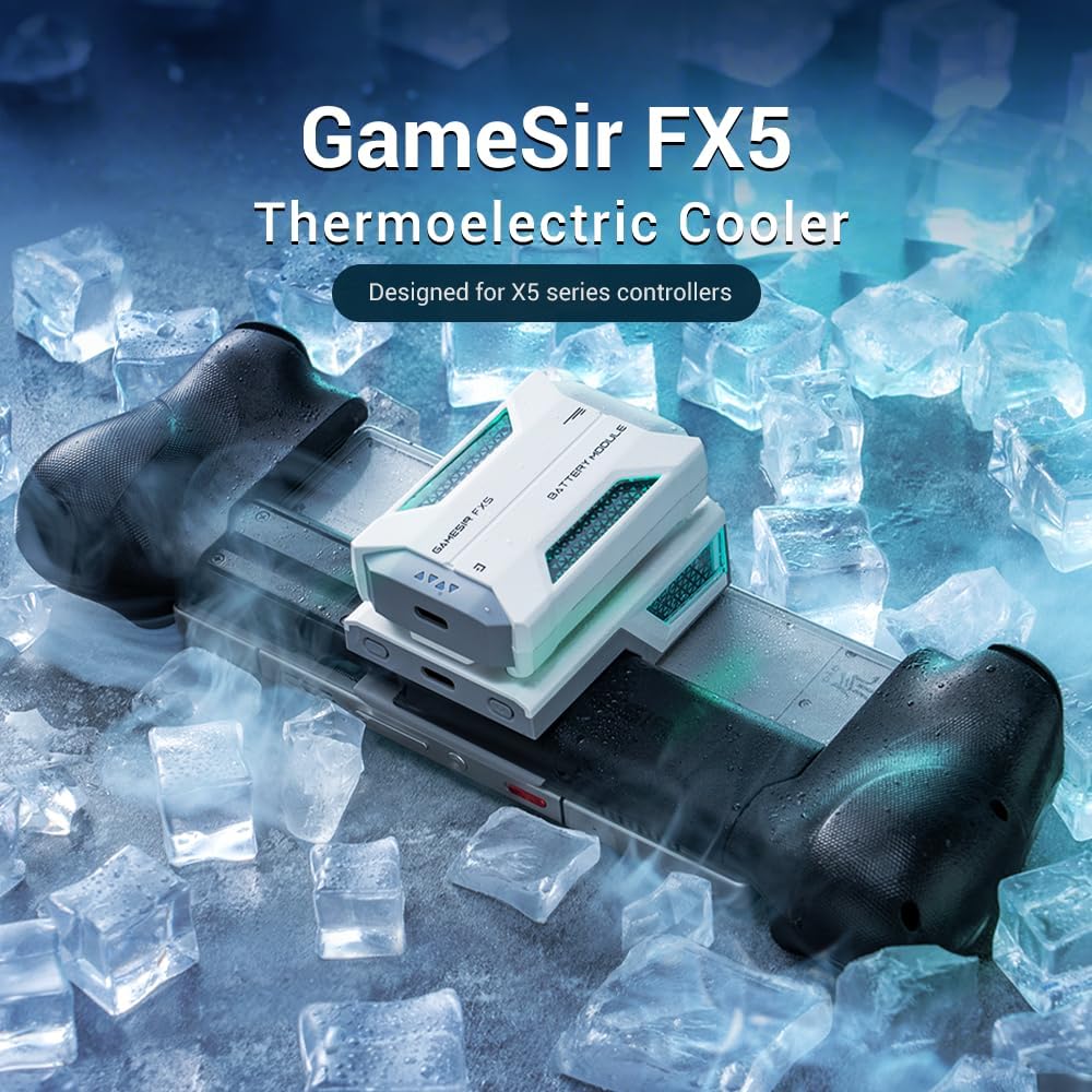 GameSir FX5 Mobile Controller Cooling Fan, Thermoelectric Cooler for X5 Series, 3 Cooling Modes, RGB Lighting, 3000mAh snap-fit Battery, Quiet Design, Powerful Heat Dissipation
