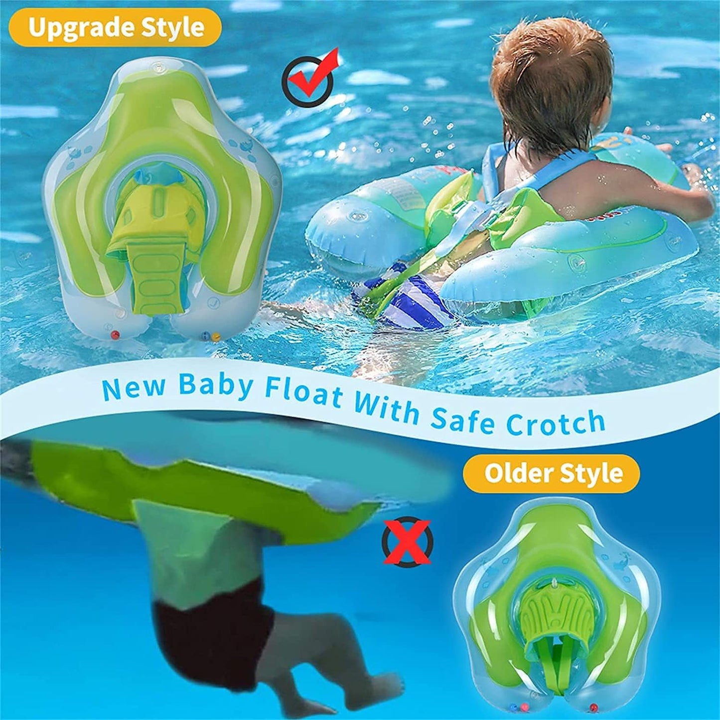 Kids Swimming Pool Float with Removable UPF 50+ Sun Protection Canopy, Infant Toddler Inflatable Swimming Rings for Age of 12-24 Months, Boys Girls Swimming Trainer