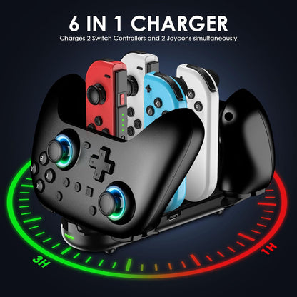 2 Pack Wireless Controllers with Charging Dock Compatible with Nintendo Switch 2, Nintendo Switch, Switch Lite, Switch OLED, PC, RGB Lighting, Wake-Up Function, Motion Control, Dual Vibration, Turbo, Screenshot