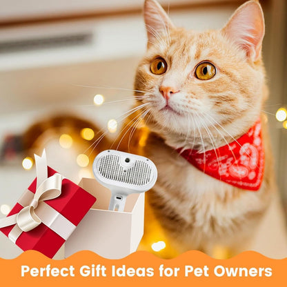 Viral Steam Brush for Dogs & Cats – Steamy Pet Grooming Tool - Blue Light Spray– Spray Comb for Shedding & Hair Removal – Perfect for Haired Pets – Deshedding Brush with Mist for Bath, Spa & Massage