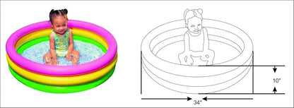 INTEX 57107NP - Sunset Glow Baby Pool, 3-Ring W/ Infl. Floor, Ages 1-3, Size 61cmx22cm