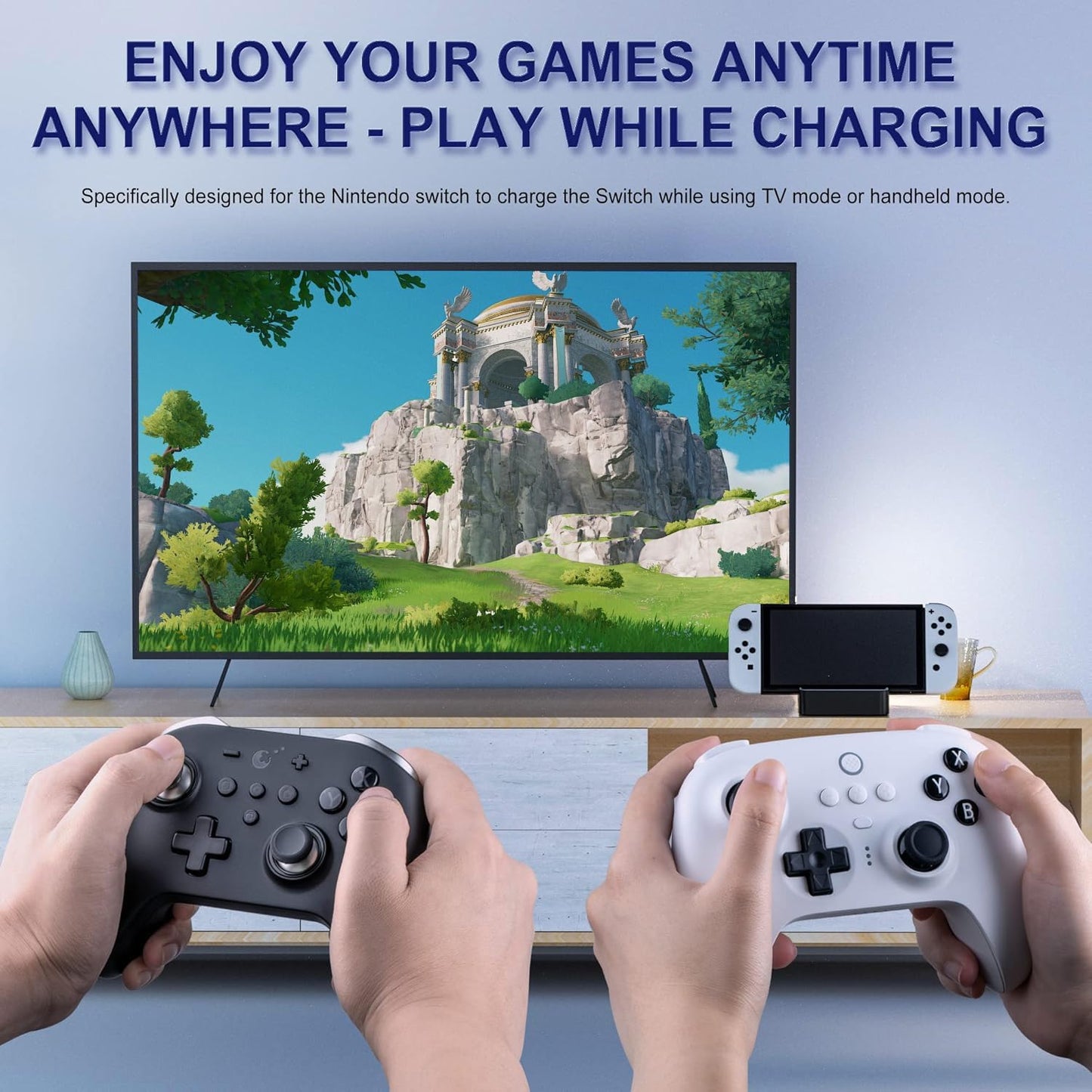 TV Docking Station for Nintendo Switch/Nintendo Switch OLED Model, 6-in-1 Switch Dock with HDMI 2.0, 100Mbps Ethernet, 2 USB-A 2.0, 1 USB 3.0,100W USB-C Charging Port, Supports YouTube On TV